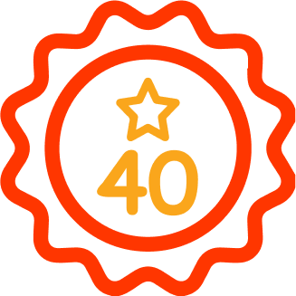Una insignia de 40 años con una estrella.