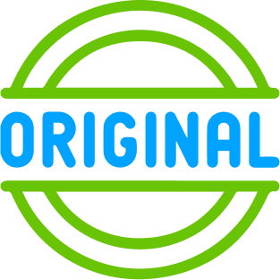 El logo original sobre fondo negro.