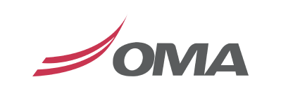 El logo de amo sobre un fondo negro.