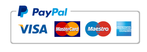 Logotipos de Paypal y Visa sobre fondo negro.